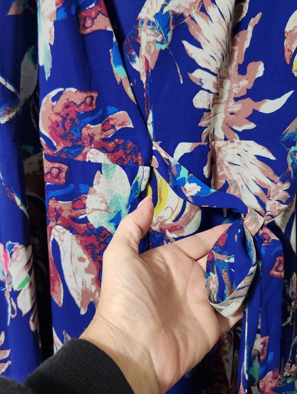 Rabbit Rabbit Rabbit Cobalt Blue Floral Wrap High-Low Dress - Picture 4 of 9